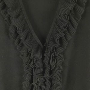 Chico's | Sweaters | Chicos Sz 2 Ruffle Front Black Cardigan Ls Slinky